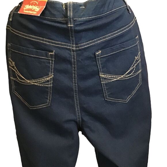 Navy blue denim cropped length jeans - Picture 3 of 12